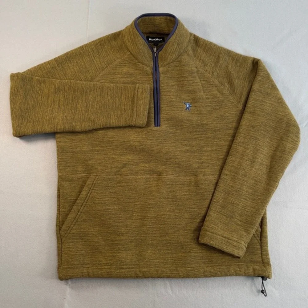 Bonobos‎ Mens Pullover 1/4 Zip Fleece Sweater Olive Green Gorilla Logo Size M